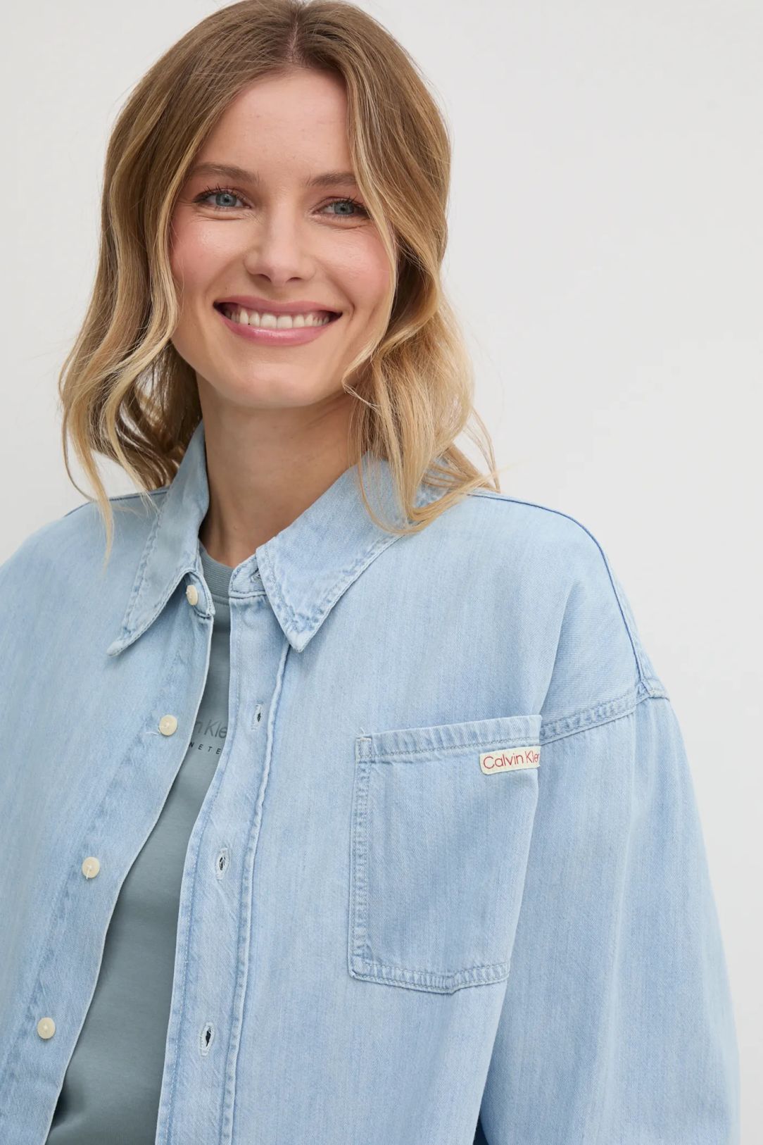 CALVIN KLEIN JEANS - Oversized Long Sleeve Denim Shirt