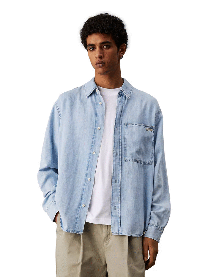 CALVIN KLEIN JEANS - Regular Linear Denim Shirt
