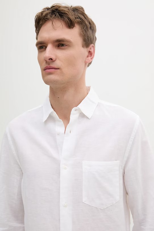 CALVIN KLEIN - Cotton Linen Chest Porcket Shirt