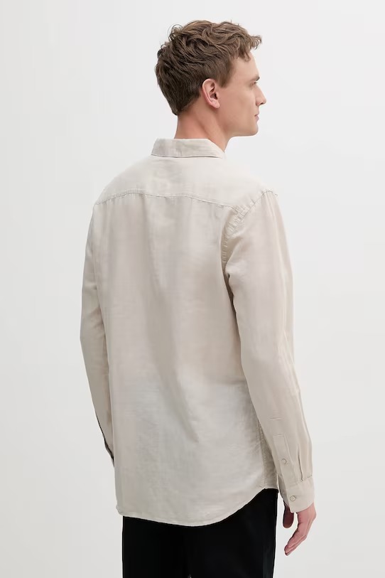 CALVIN KLEIN - Cotton Linen Chest Porcket Shirt