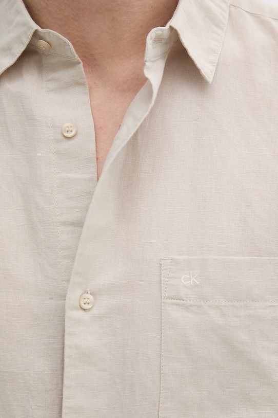 CALVIN KLEIN - Cotton Linen Chest Porcket Shirt