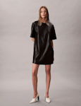 Faux Leather T-Shirt Mini Dress