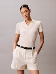 Pointelle Polo Top