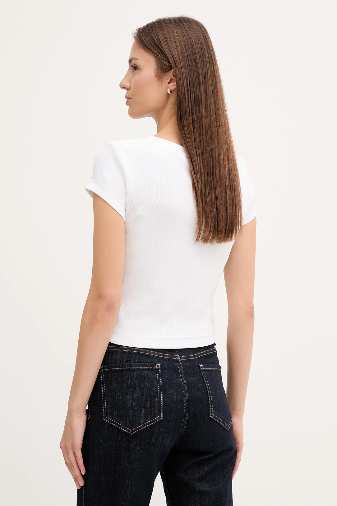 CALVIN KLEIN JEANS - A-Ss Woven Lavel Rib V Neck Tee