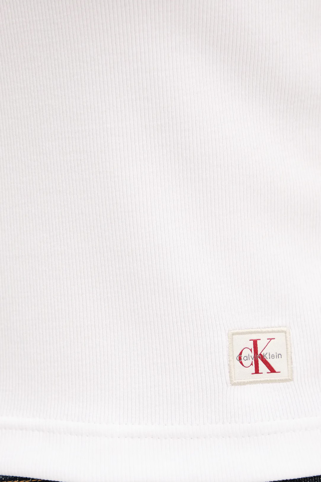 CALVIN KLEIN JEANS - A-Ss Woven Lavel Rib V Neck Tee