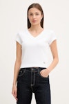 A-Ss Woven Lavel Rib V Neck Tee