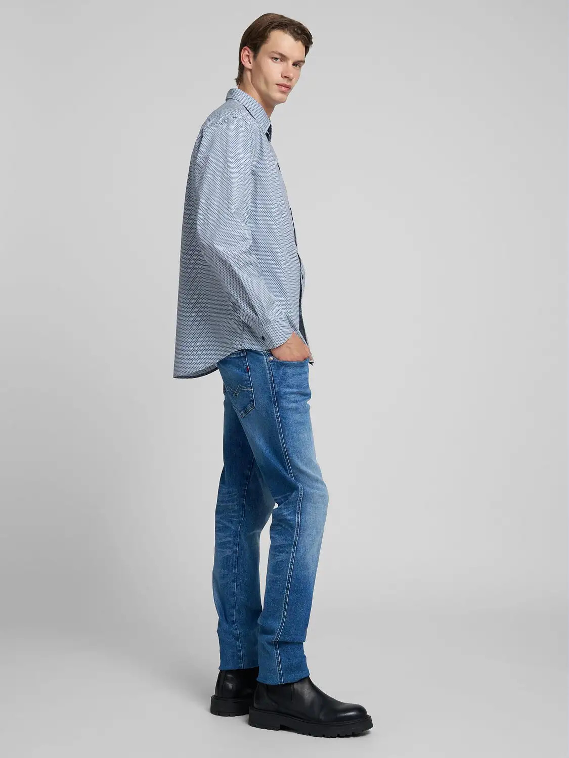 REPLAY - Printed Cotton Poplin Shirt