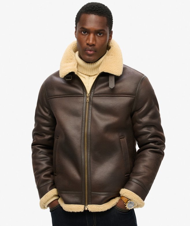 SUPERDRY - D2 Ovin Faux Shearling Aviator Jacket