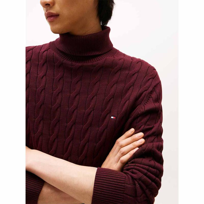 TOMMY HILFIGER - Classic Cotton Cable Roll Neck
