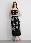 Embroidered Poplin Midi Skirt