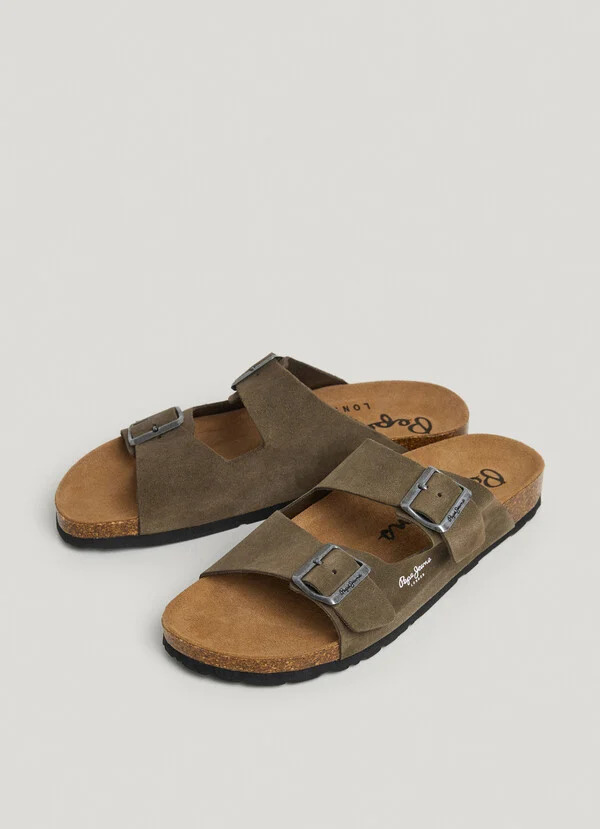 PEPE JEANS - Suede Double Buckle Sandals
