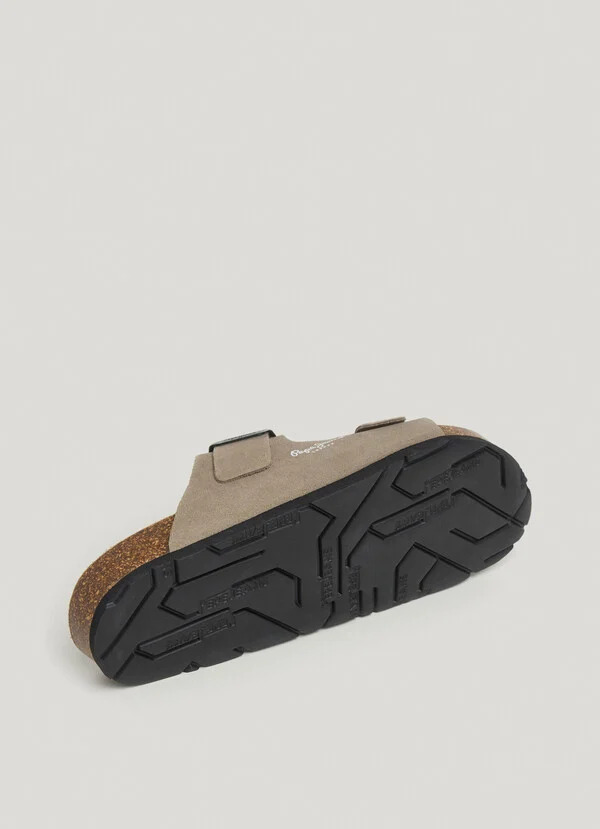 PEPE JEANS - Suede Double Buckle Sandals