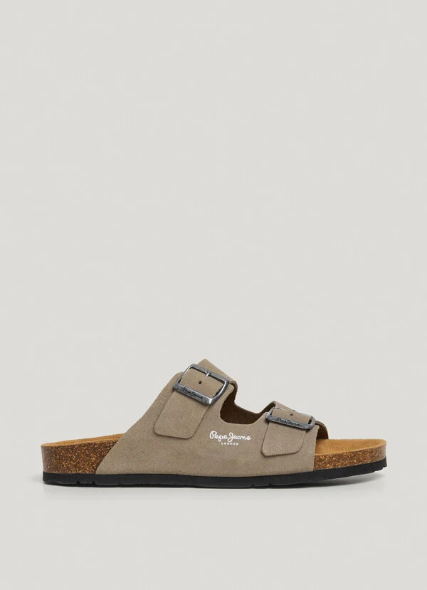 PEPE JEANS - Suede Double Buckle Sandals