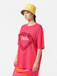Fringed Heart Oversized Fit T-Shirt