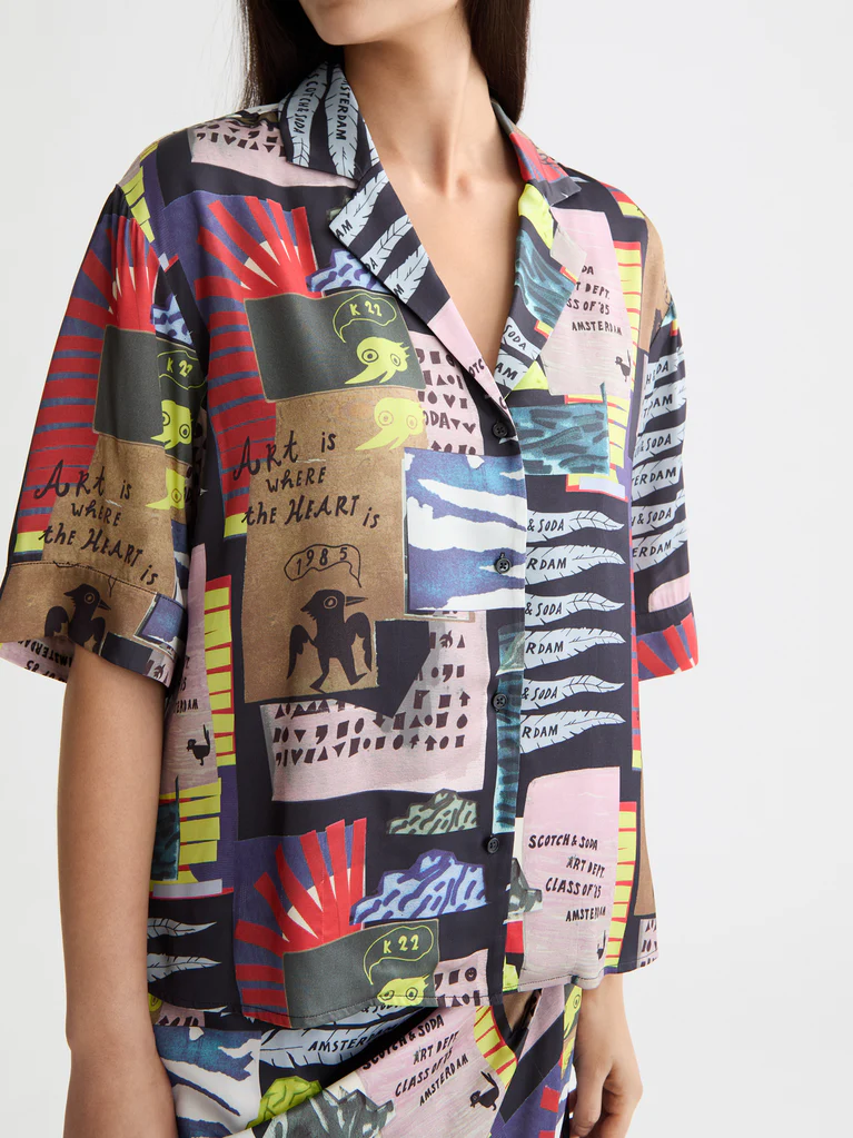 SCOTCH & SODA - Printed Short Sleeve Fluid Shirt