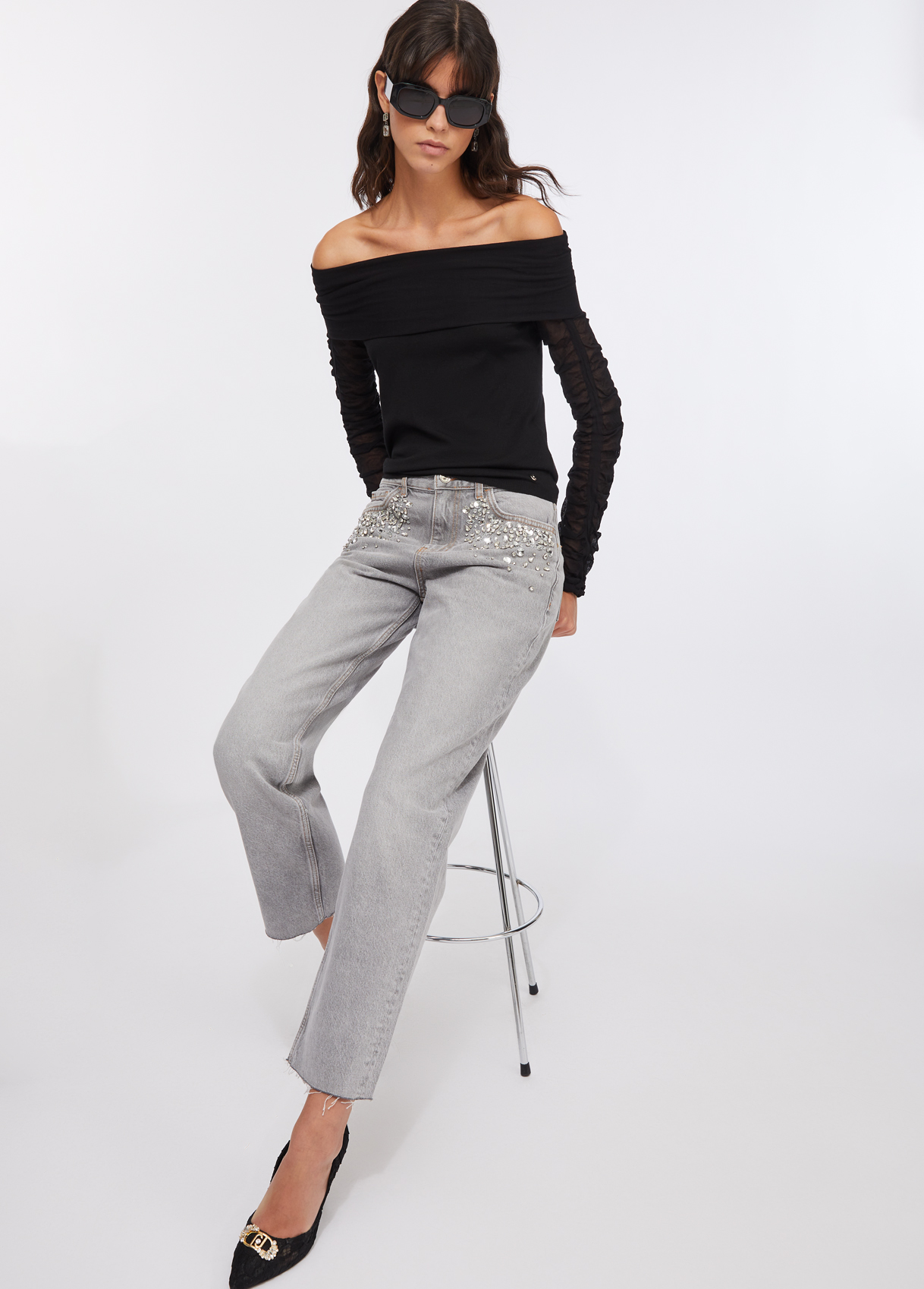 LIU JO - Straight-leg Jeans With Rhinestones