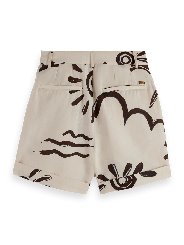 SCOTCH & SODA - High Rise Linen Printed Shorts