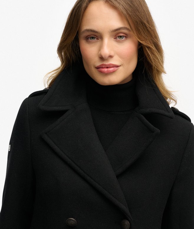 SUPERDRY - D3 Stud Double Breasted Wool Coat