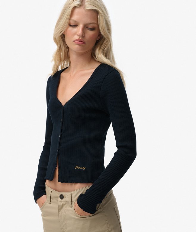 SUPERDRY - Essential Button Thru Long Sleeve Top