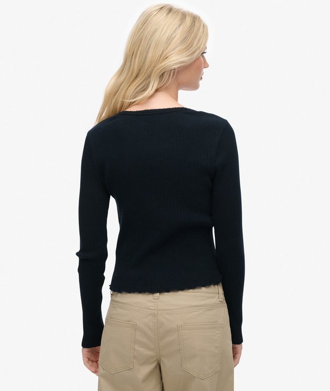 SUPERDRY - Essential Button Thru Long Sleeve Top