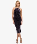 D3 Stud Lace Back Velvet Midi Dress