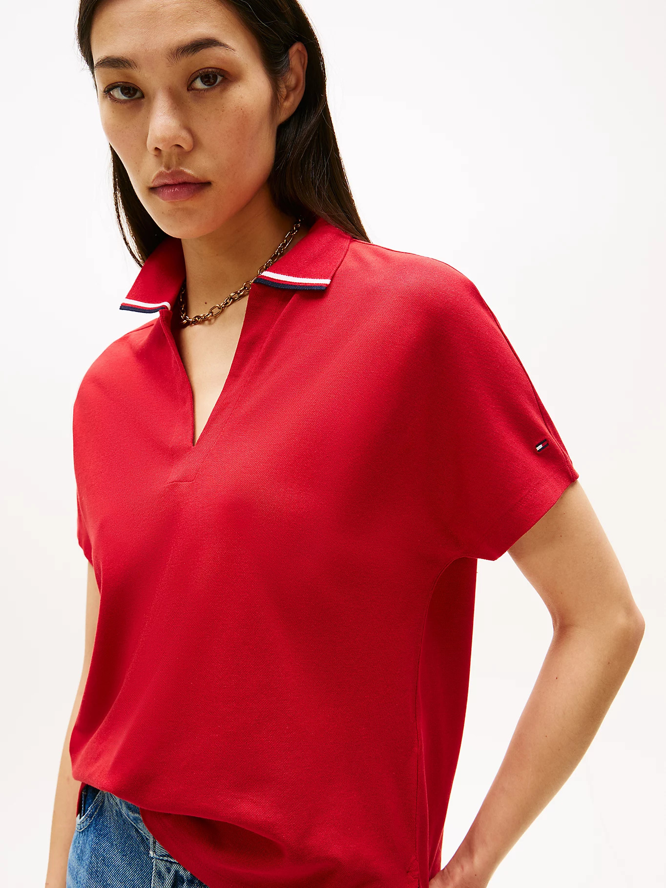 TOMMY HILFIGER - Lyocell Tipping Open Polo
