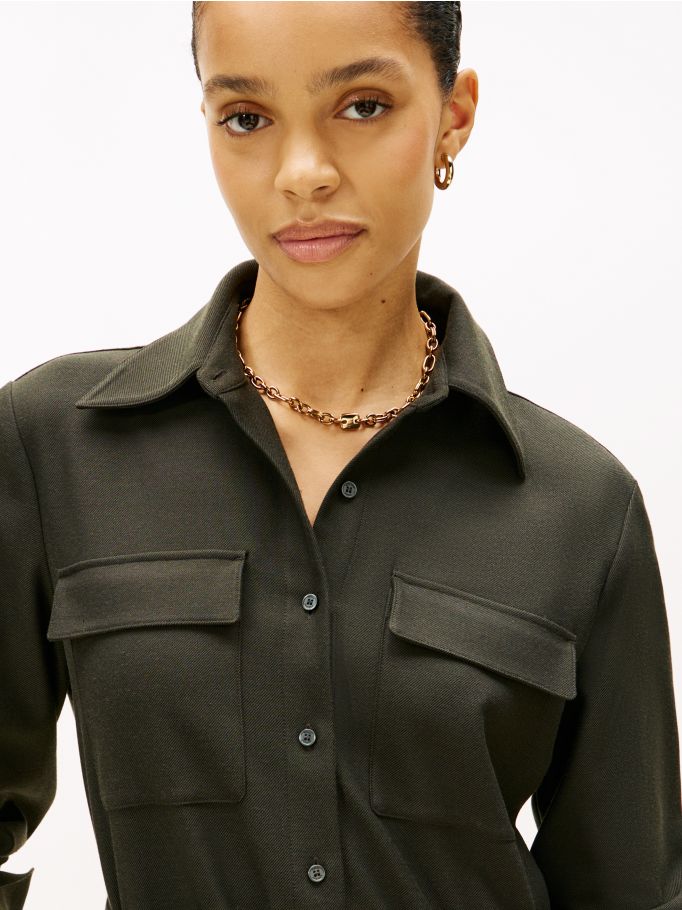 TOMMY HILFIGER - Flannel Touch Pleated Dress