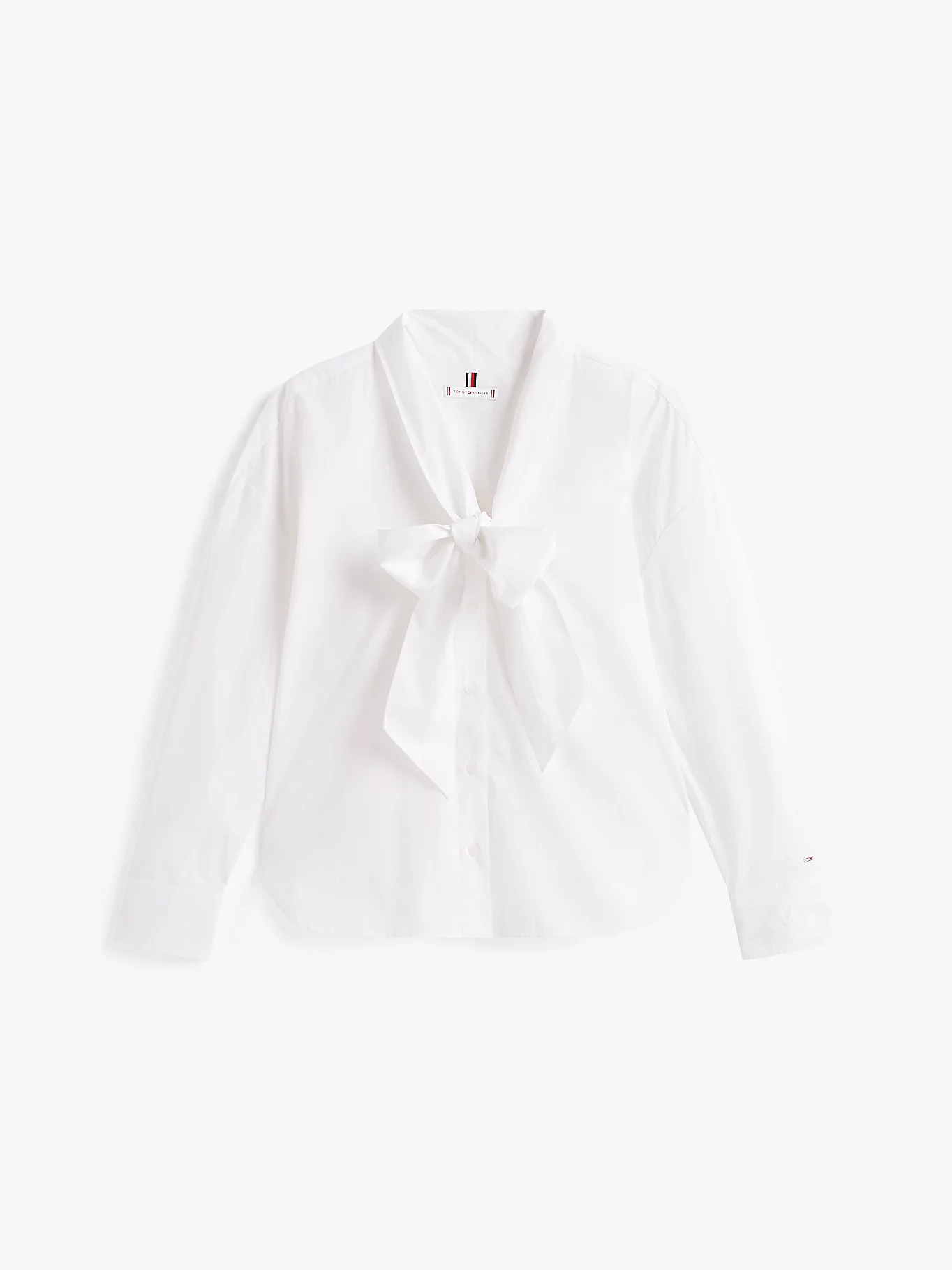 TOMMY HILFIGER - Poplin Tie Neck Oversized Fit Shirt