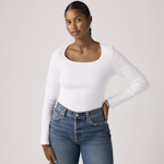 Essential Rib Slim Long Sleeve Whites