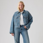Loose Crop Trucker Medium Indigo - Worn In
