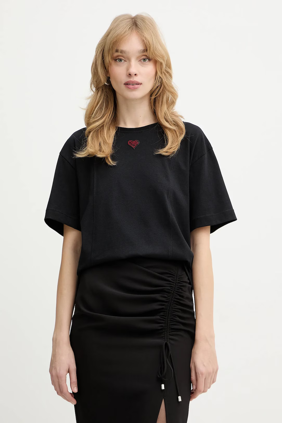 PINKO - Cotton T-Shirt W Embroidered Heart