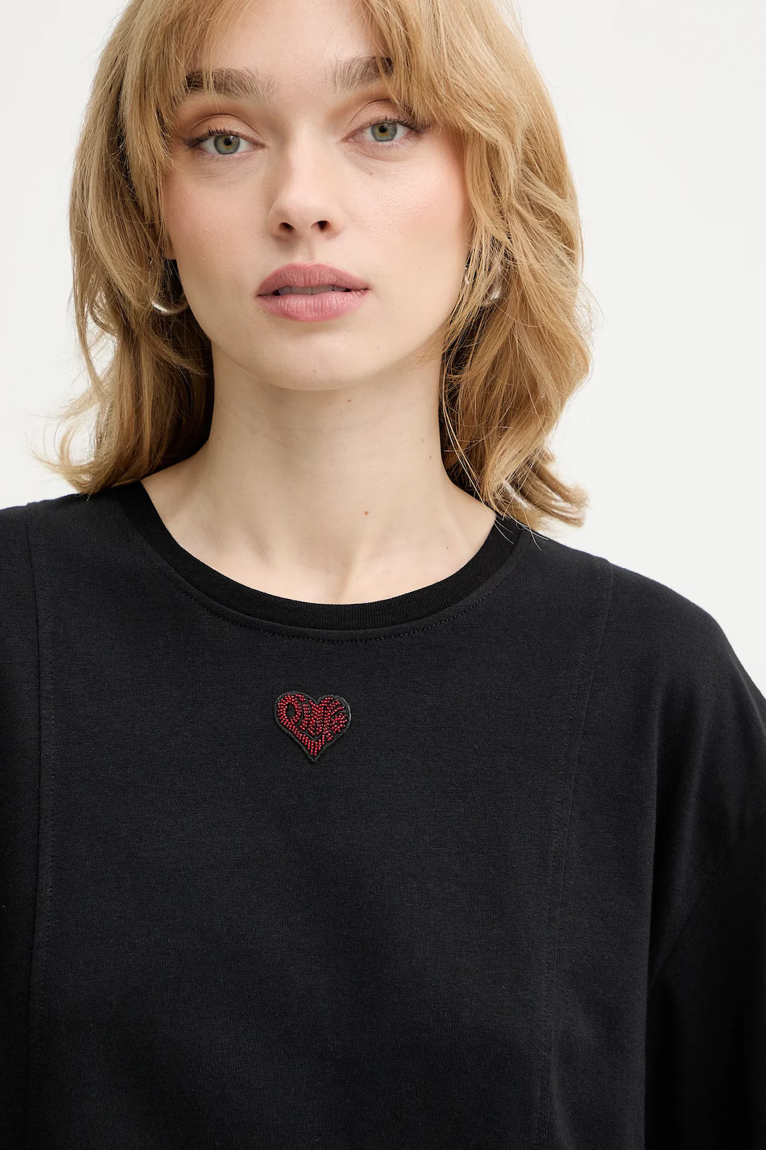PINKO - Cotton T-Shirt W Embroidered Heart