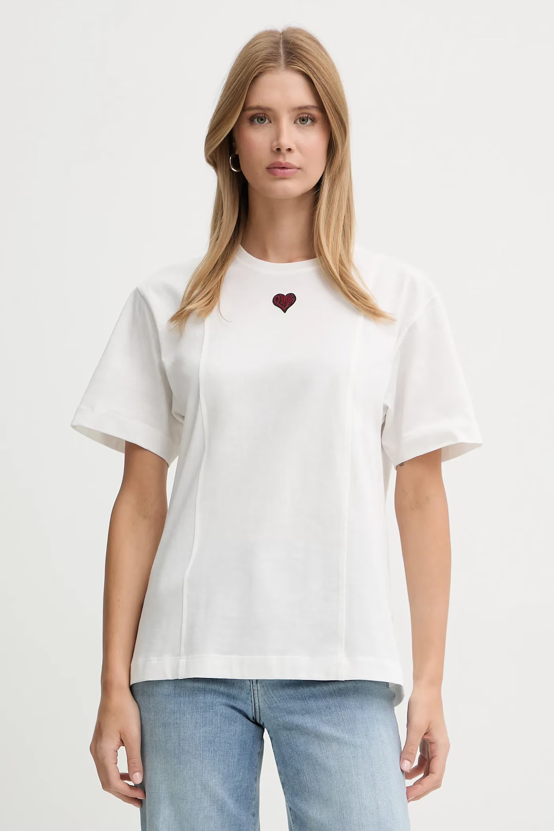 PINKO - Cotton T-Shirt W Embroidered Heart