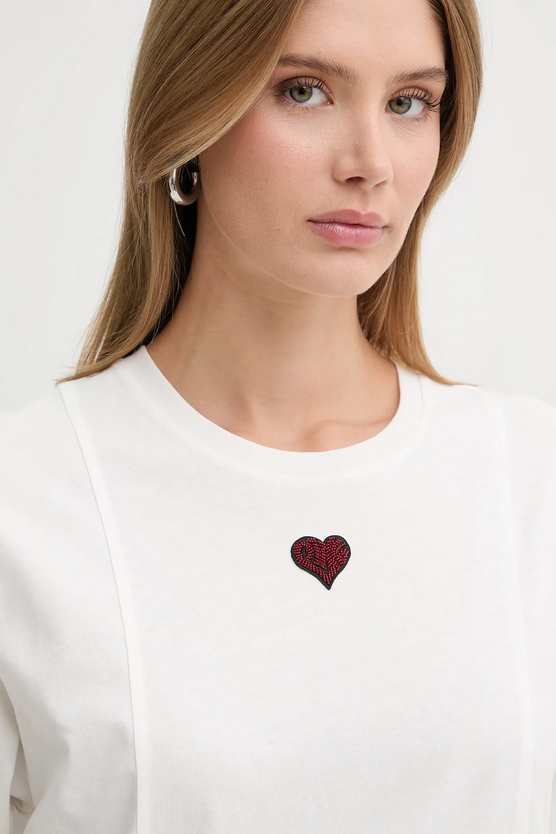 PINKO - Cotton T-Shirt W Embroidered Heart