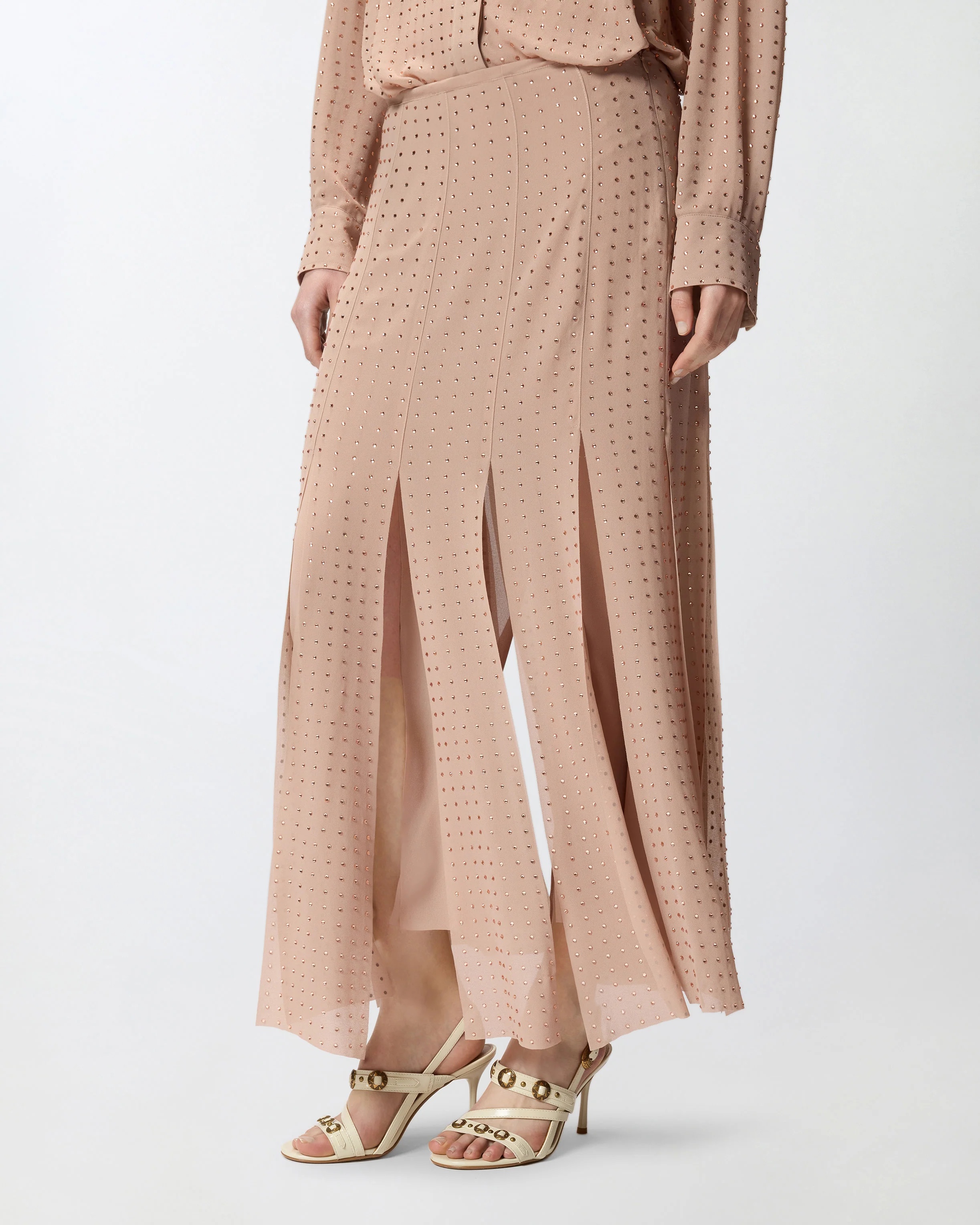 PINKO - Georgette  Fringed Midi Skirt