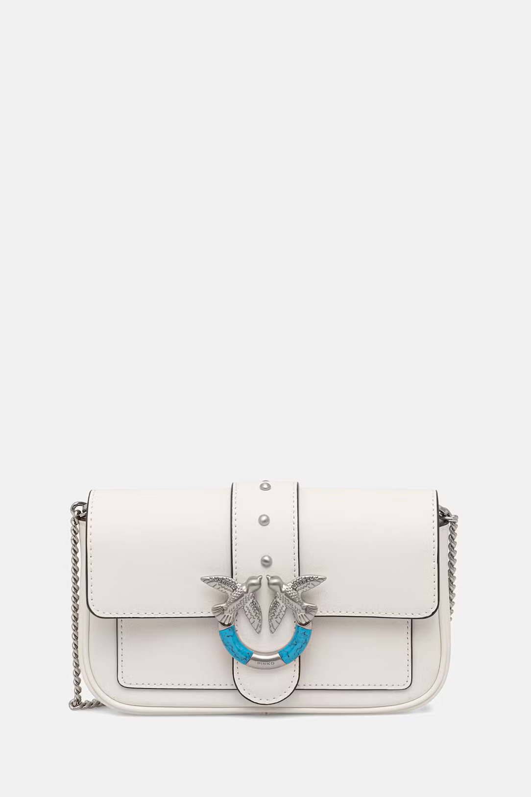 PINKO - Crossbody Leather Bag With Turquoise Buckle