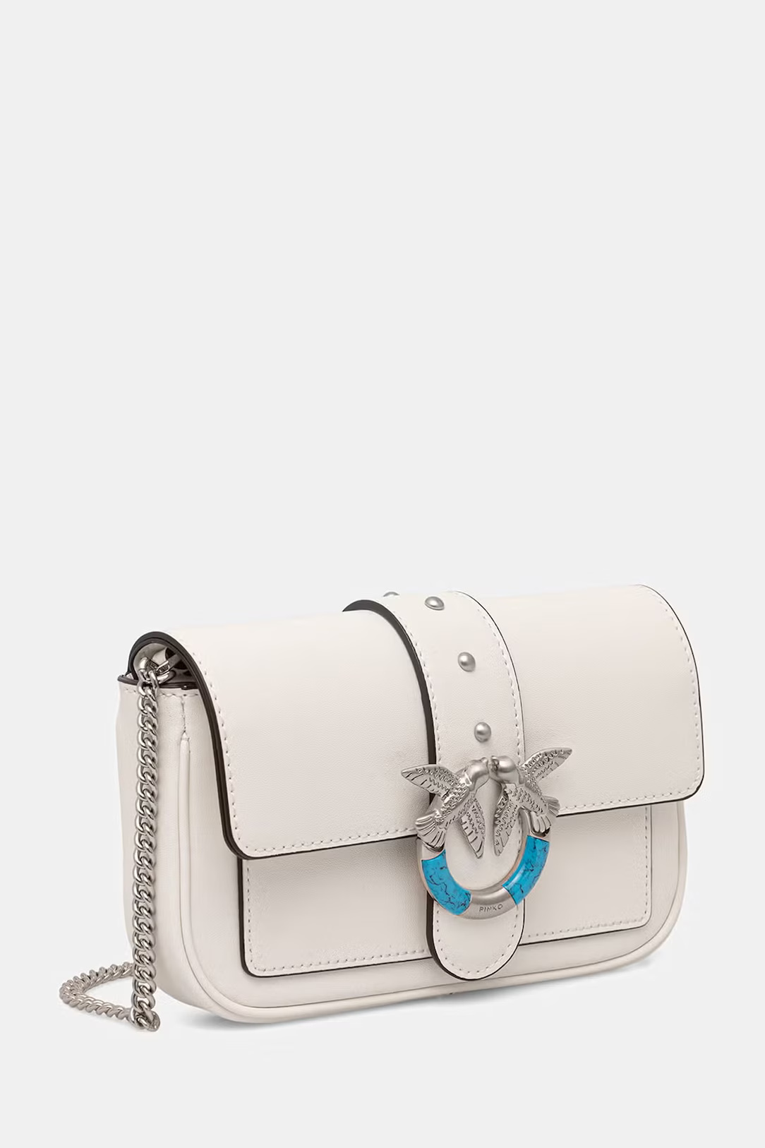 PINKO - Crossbody Leather Bag With Turquoise Buckle