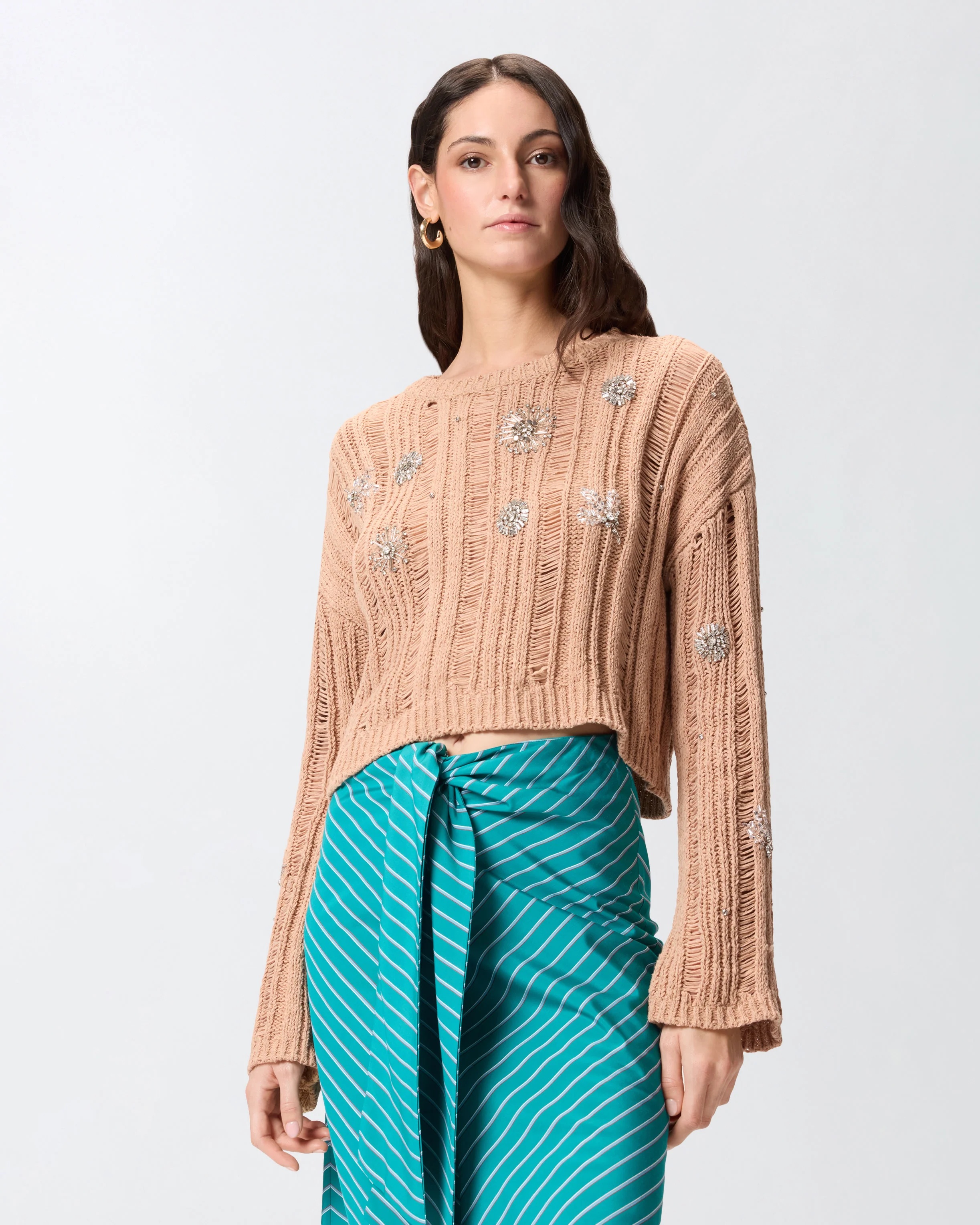 PINKO - Openwork Sweater With Jewel Details