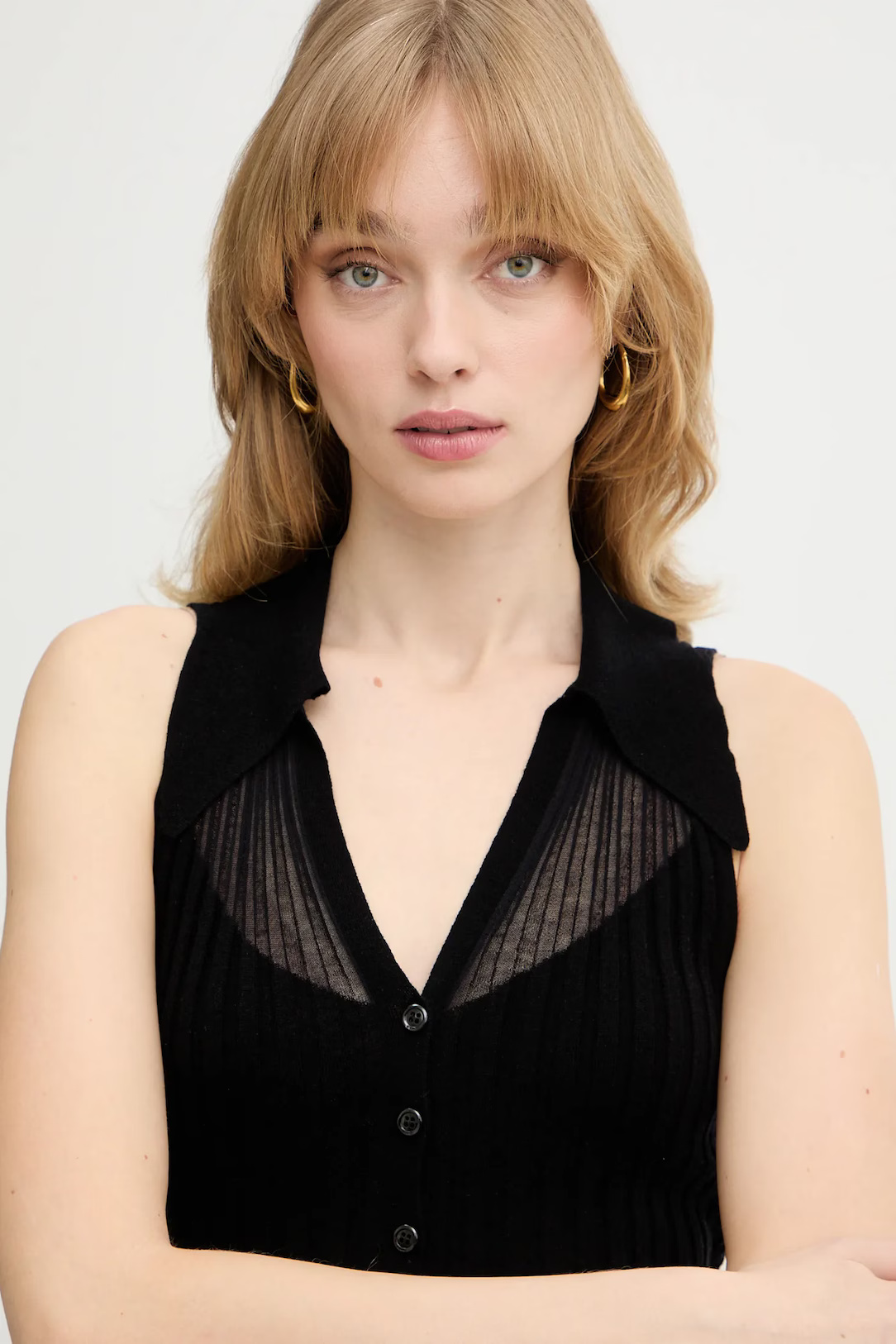 PINKO - Sleeveless Button Down Top