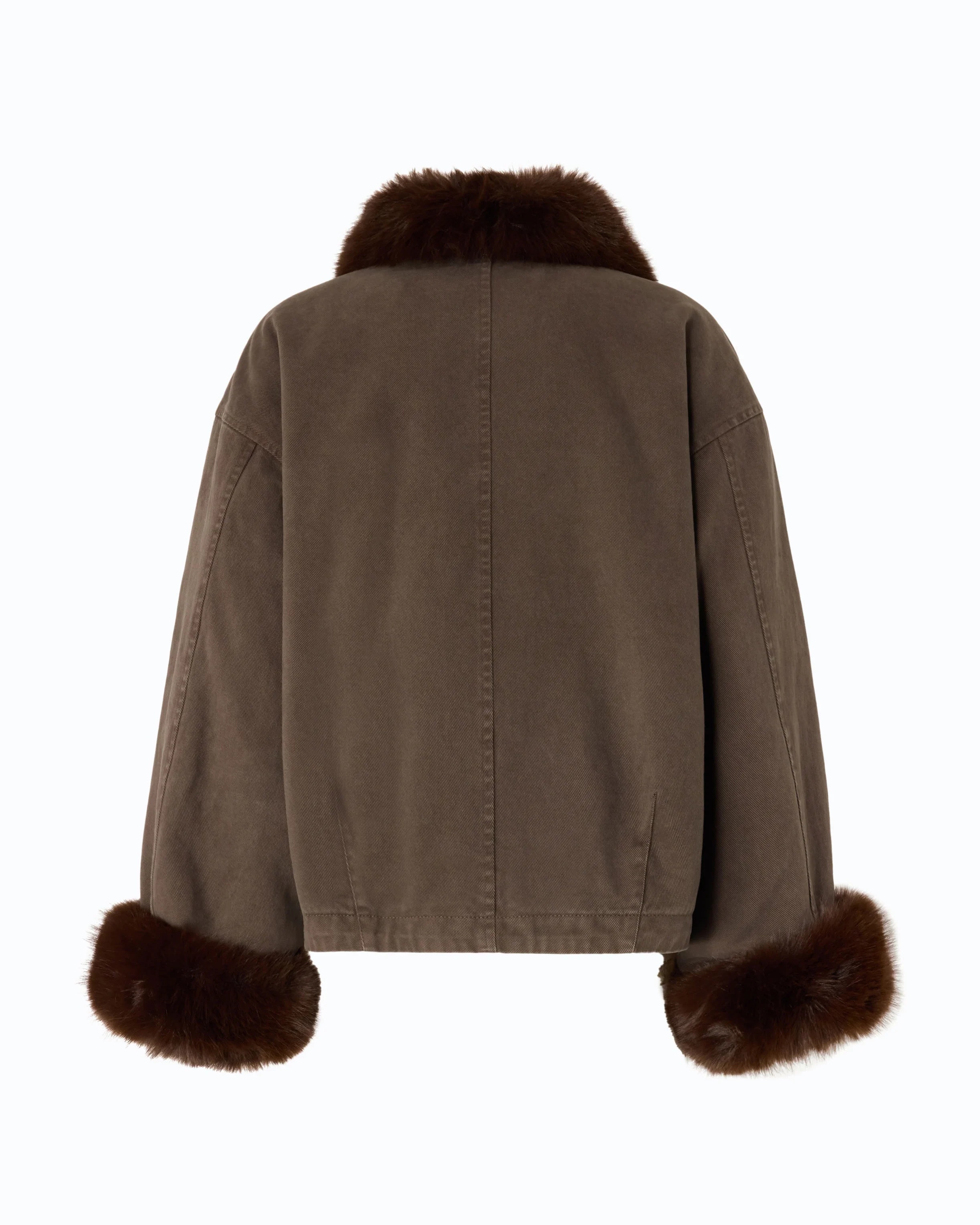 PINKO - Cotton Caban With Faux Fur Details