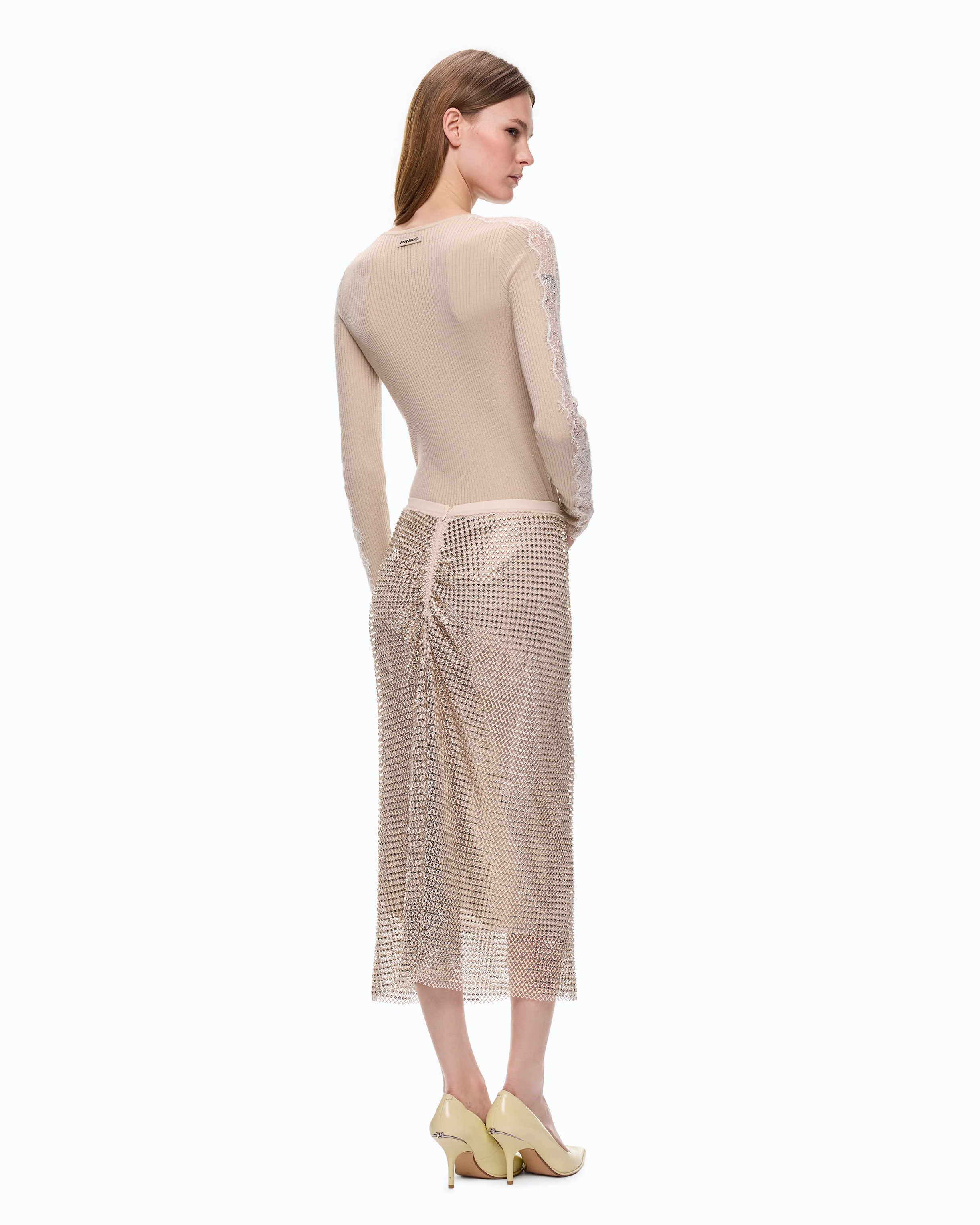 PINKO - Ribbed Top With Lace