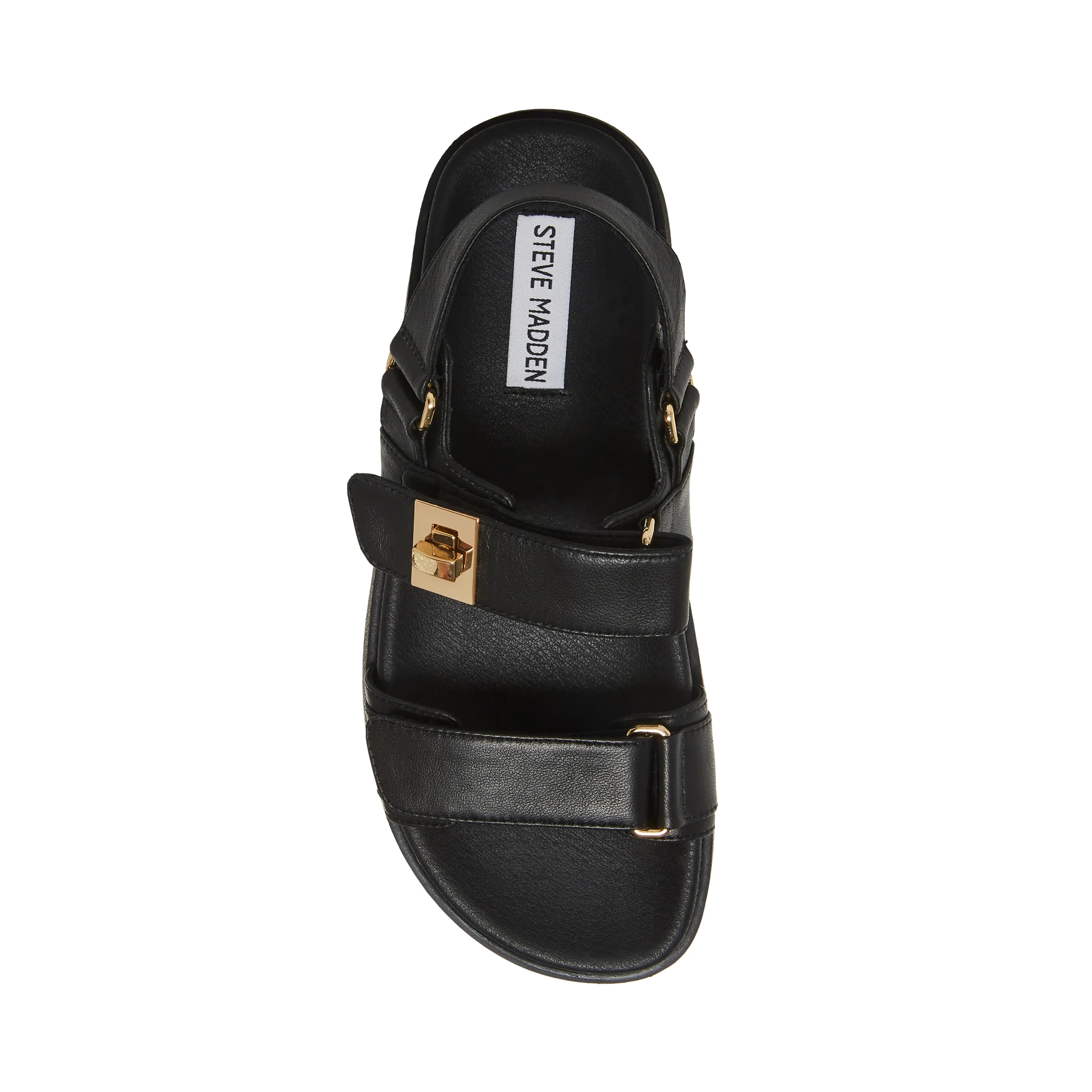 STEVE MADDEN - Mona Black Leather Sandals