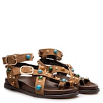 Linear Suede Sandals with Stones