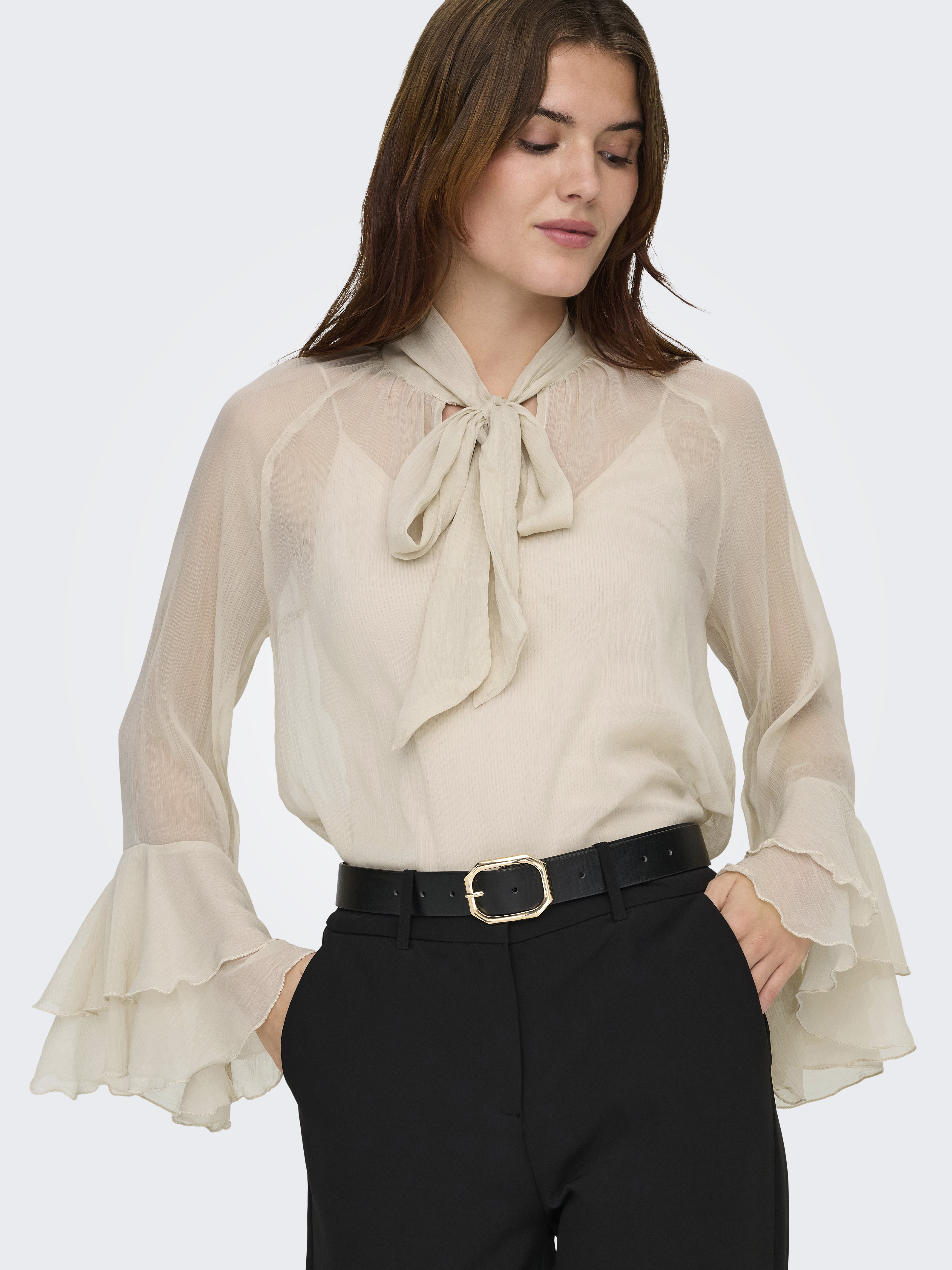 ONLY - Pennina Long Sleeved Frill Tie Top