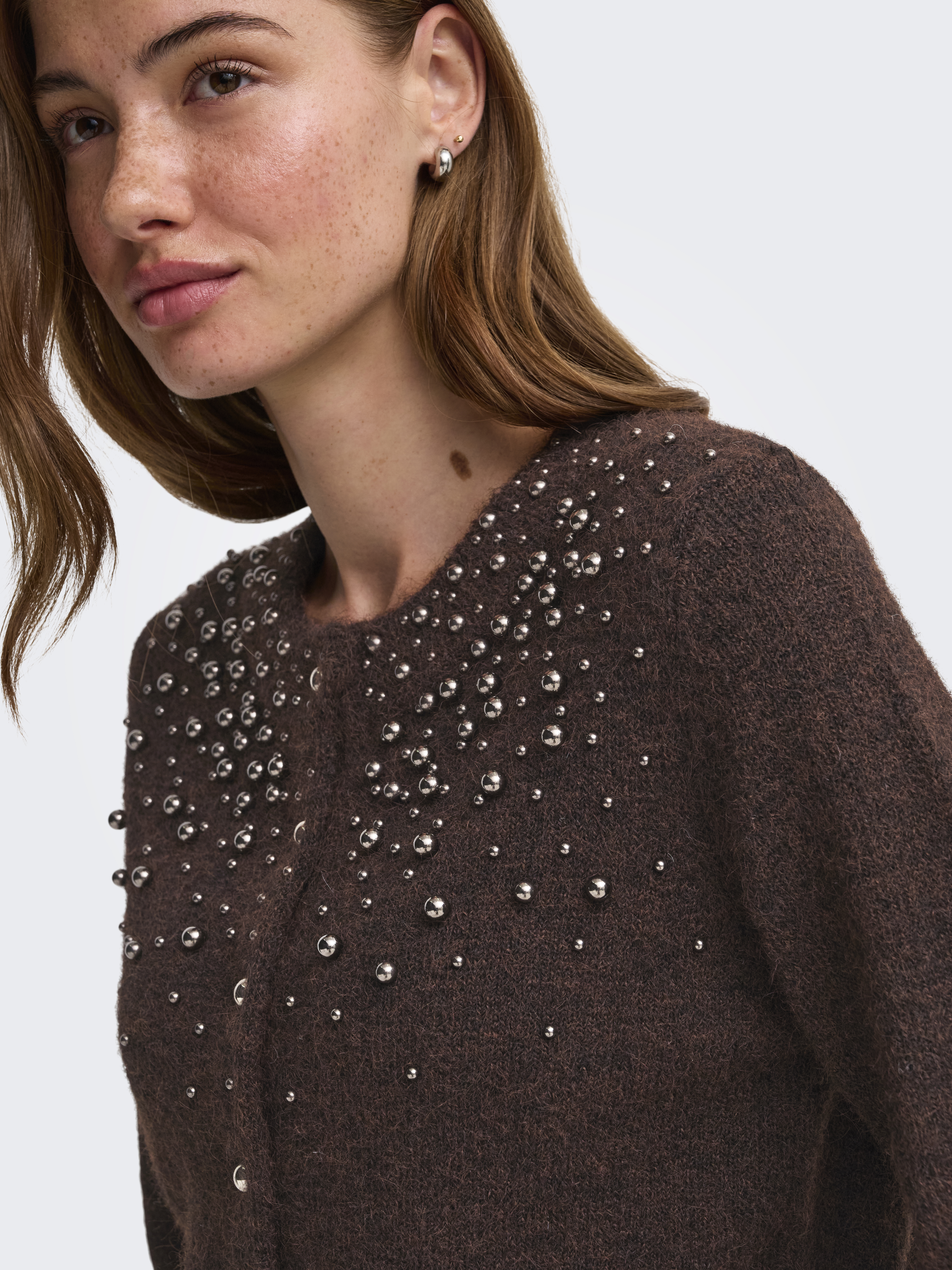 ONLY - Miggie O-Neck Pearl Cardi Knt