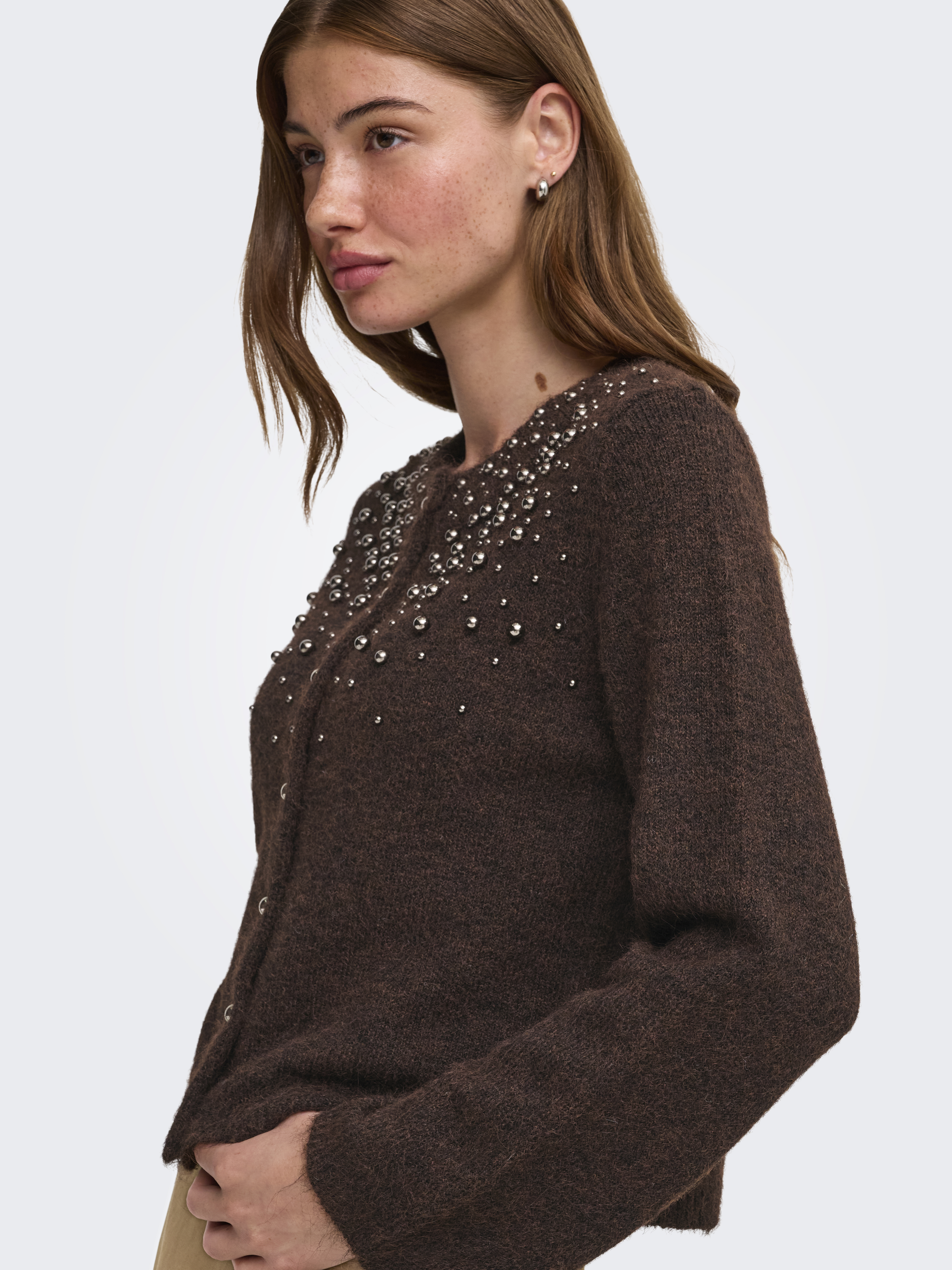 ONLY - Miggie O-Neck Pearl Cardi Knt