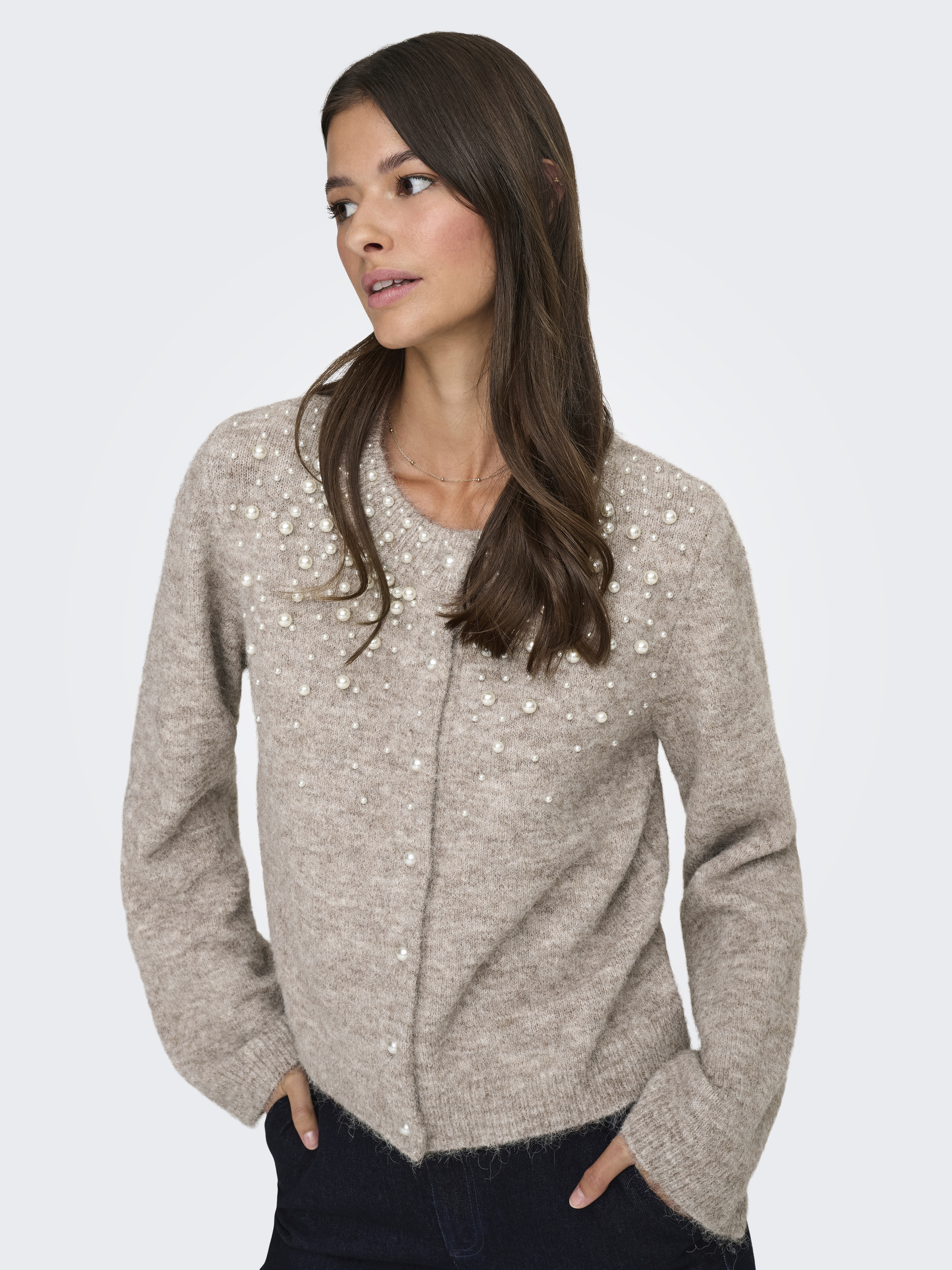 ONLY - Miggie O-Neck Pearl Cardi Knt