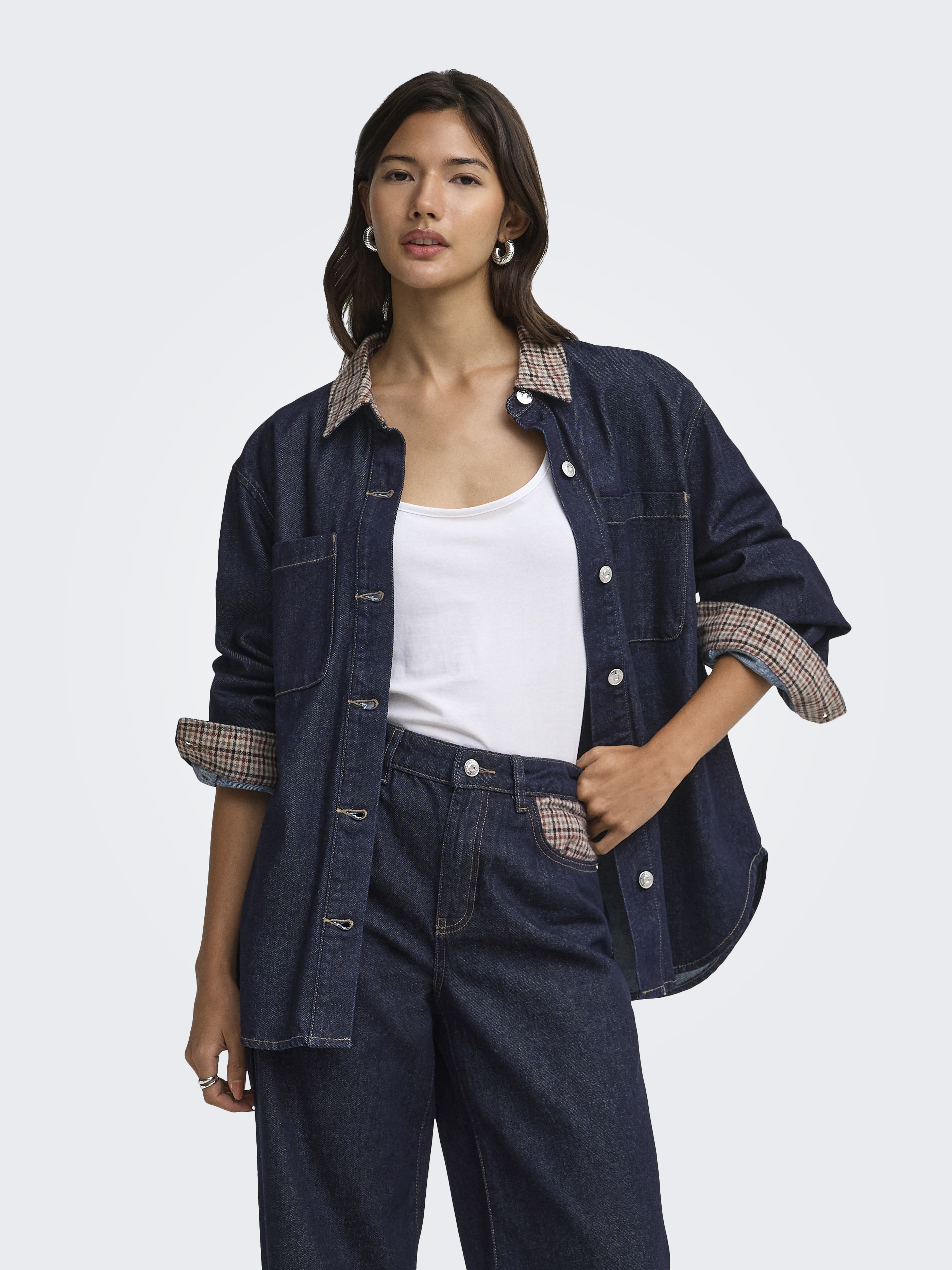 ONLY - Vera Check Denim Shirt Siji