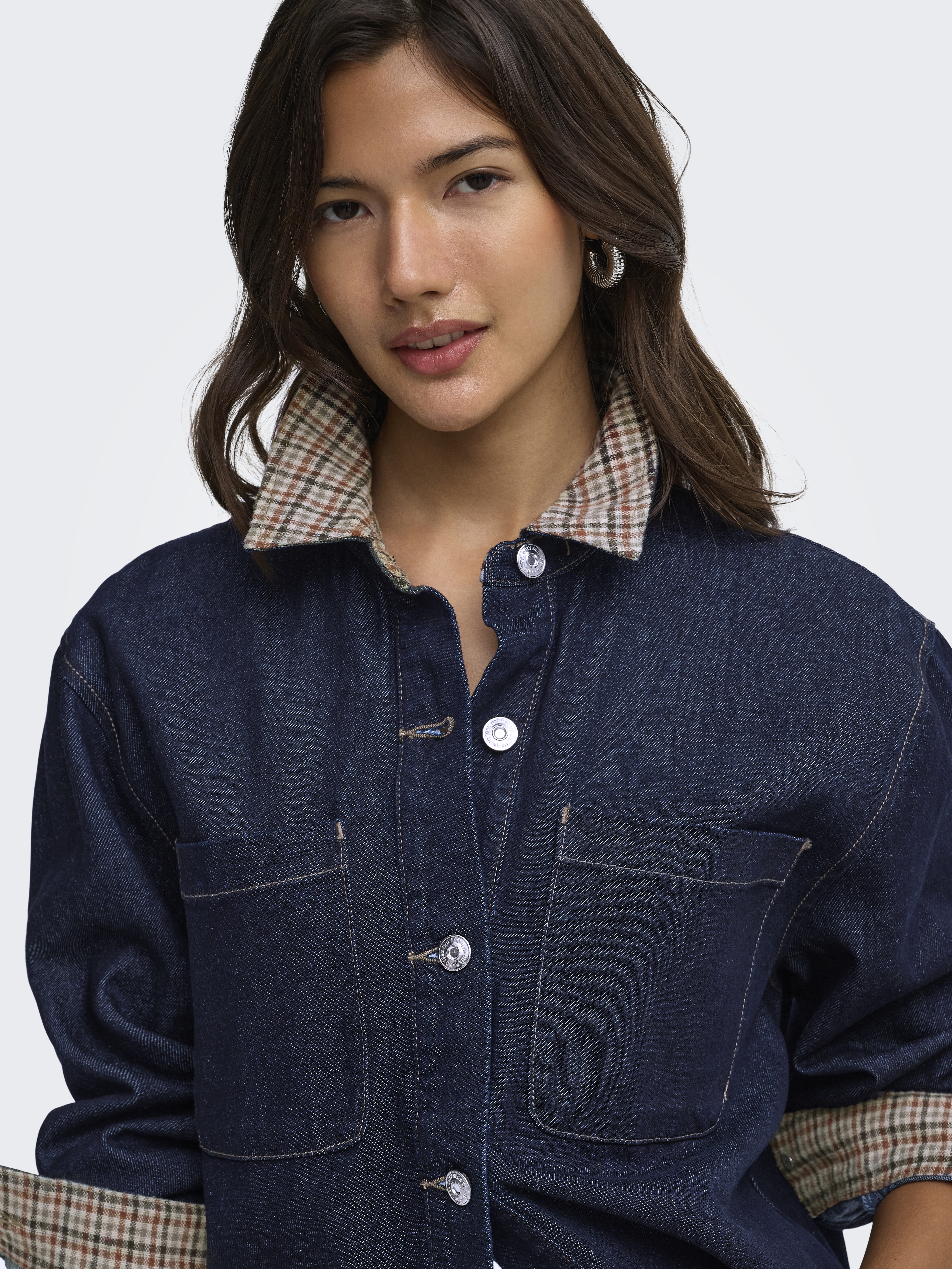 ONLY - Vera Check Denim Shirt Siji