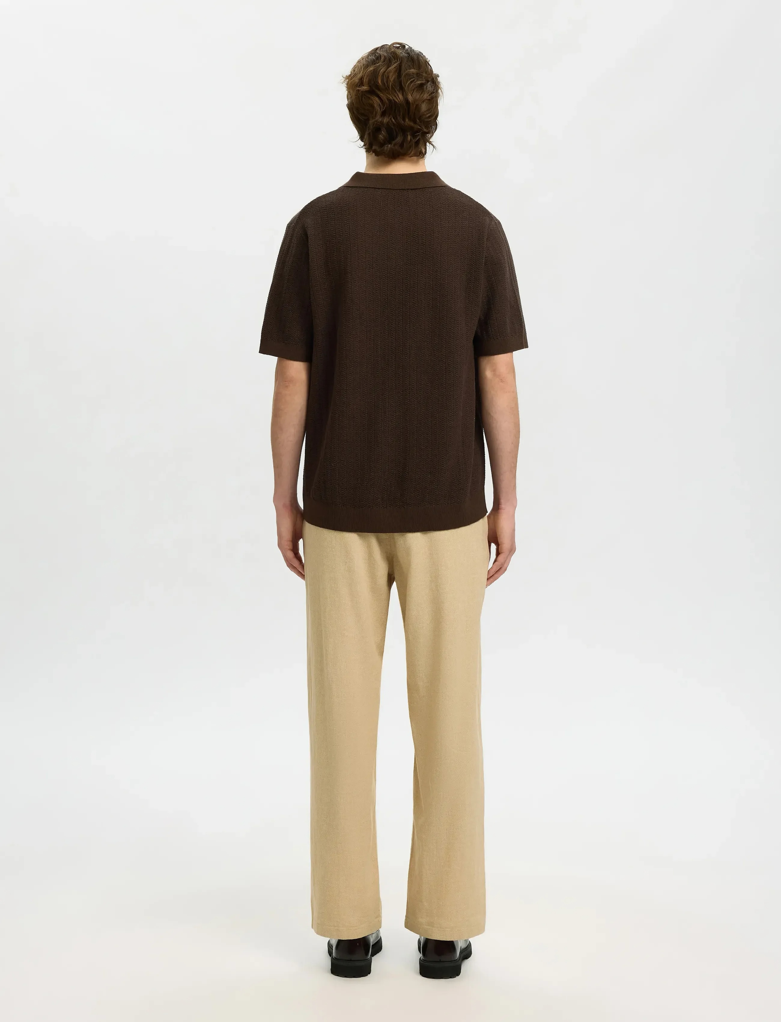 SELECTED - Linen Blend Polo Noos